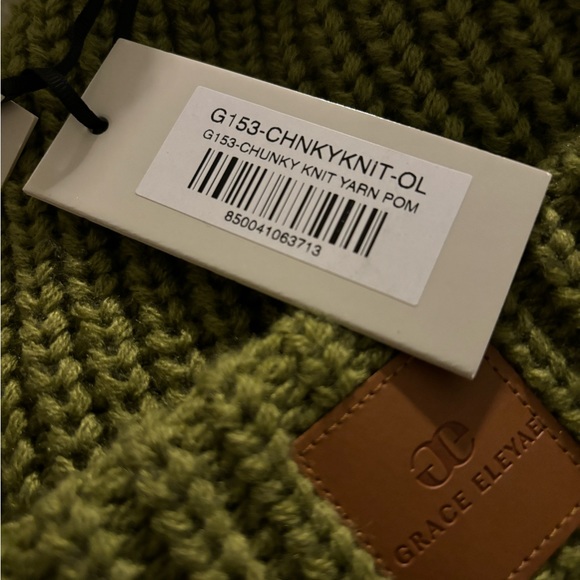 Olive Chunky Knit Satin-Lined Beanie - Picture 6 of 6